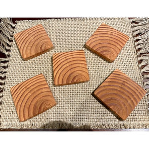 Handmade Wooden Coasters Brown Hue 4x4" Set of 5 Rustic Farmhouse